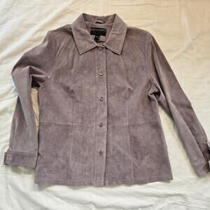 Bernardo Women Lavendar LongSleeve Buttonup Suede Western Shacket size L petite